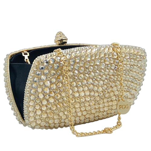 Image of Boutique De FGG Mini Crystal Clutch Purse for Women Formal, Spikes Rhinestone Clutch Evening Bag, Wedding Party Handbag