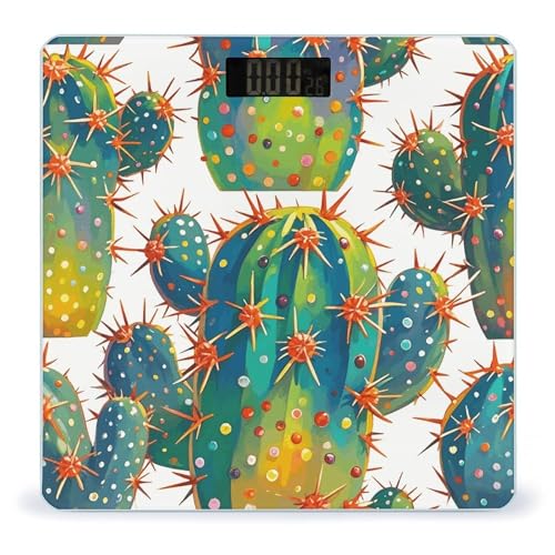 Balanza digital de baño Smart Cute Cactus con pantalla grande miniatura 1