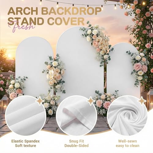 Toolterritary Set of 3 Metal Arch Backdrop Stand with Cover Set, (8FT, 7.2FT, 6.6FT Wedding Arch and Cover Set), Backdrop Arch for Party, Baby Shower, Birthday, and Graduation Ceremony by Toolterritary - Used condition - Image 4