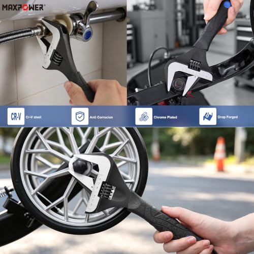 Image of MAXPOWER 6 10-inch Wide Jaw Stubby Adjustable Wrench Set