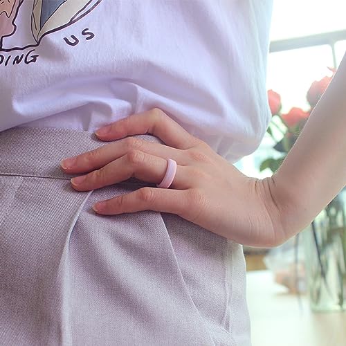 Silicone Ring Women Wedding Bands for Her Orange-Blue Thin Classic Rubber Couple Engagement Jewelry Durable Comfortable Breathable Safe 5.7mm3