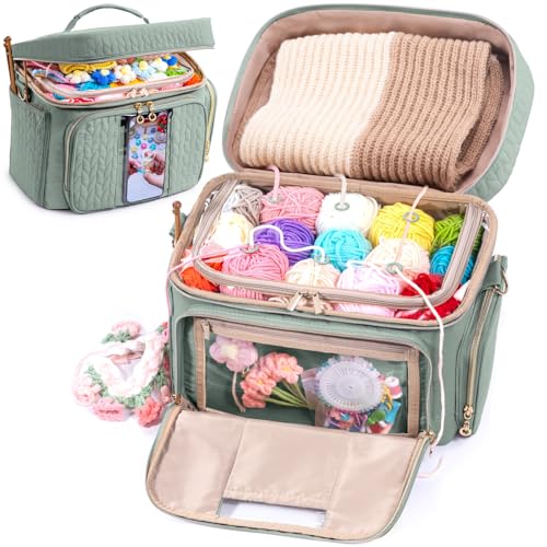 mybagzing crochet bag organizer - yarn bags for crocheting - crochet storage bag with pockets for crochet hooks crochet accessories - yarn organizers - yarn holders for crocheting - knitting bags