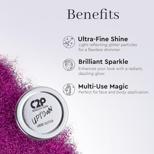 Image of C2P Pro Sparkle Duo Glitter and Glue Kit - Eyeshadow for Eye & Body Makeup | Waterproof, Quick-Drying for Stunning Shimmer Looks (Flirty Mause 13)