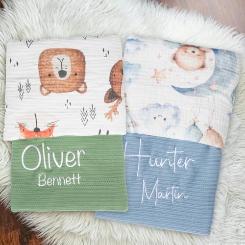 Image of Personalized Baby Blanket with Name - Custom Knit Blanket, 27x40in Embroidered Nursery Blanket for Girls & Boys - Customized Baby Blanket, Soft Newborn Gift & Custom Baby Gift (Baby Blue)