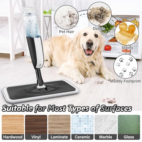 Wischer mit Sprühfunktion Sprühwischer Bodenwischer - MANGOTIME Wischmopp mit Sprühfunktion Spray Mop Nasswischer Bodenwischer mit Wassertank und 4 wischpads für die Reinigung der meisten Bodenarten – Bild 5