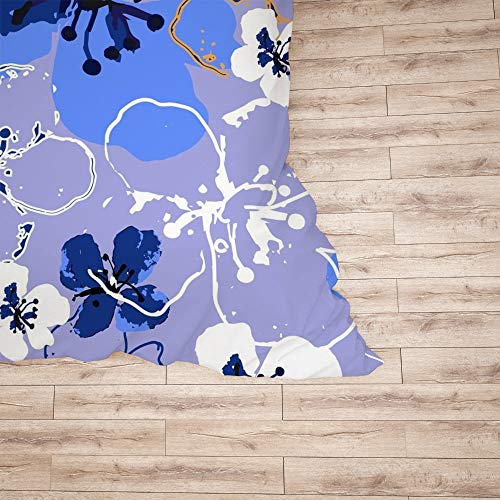 Housse de couette super king avec taies d'oreiller motif floral lit