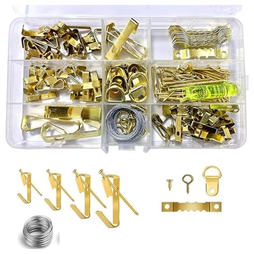 220 Piece Set Picture Hanging Hardware Assortment Kit, Picture Hanging Accessories for Photo Frame Pictures,Artwork,Mirror, Brass
