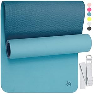 Greater Goods Professional Yoga Mat – Exercise Mat for Fitness, Balance, and Stability | An Extra Large, Extra Thick, Non Slip Mat | Free Carrying Strap Included | Designed in St. Louis (Deep Sky Blue)