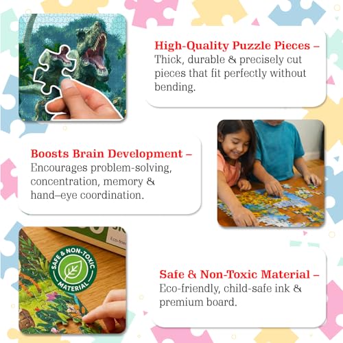 Image of Dinosaurs Puzzle Box - 1000 Piece Jigsaw Puzzle | Prehistoric Adventure Brain Game | Educational Gift for Kids and Dinosaur Lovers