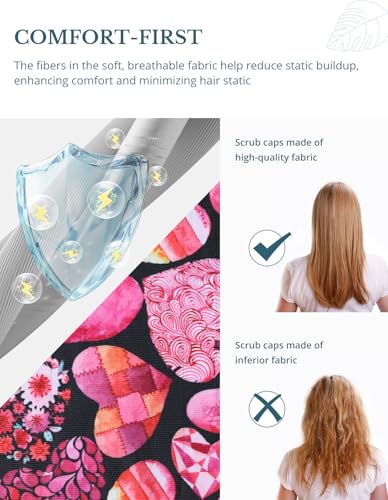 Image of Scrub Caps for Women with Buttons, Classic Surgical Caps | Double-Sided Printed, Adjustable,Long Hours, Sweatbands, Fabric Help Reduce Static Buildup