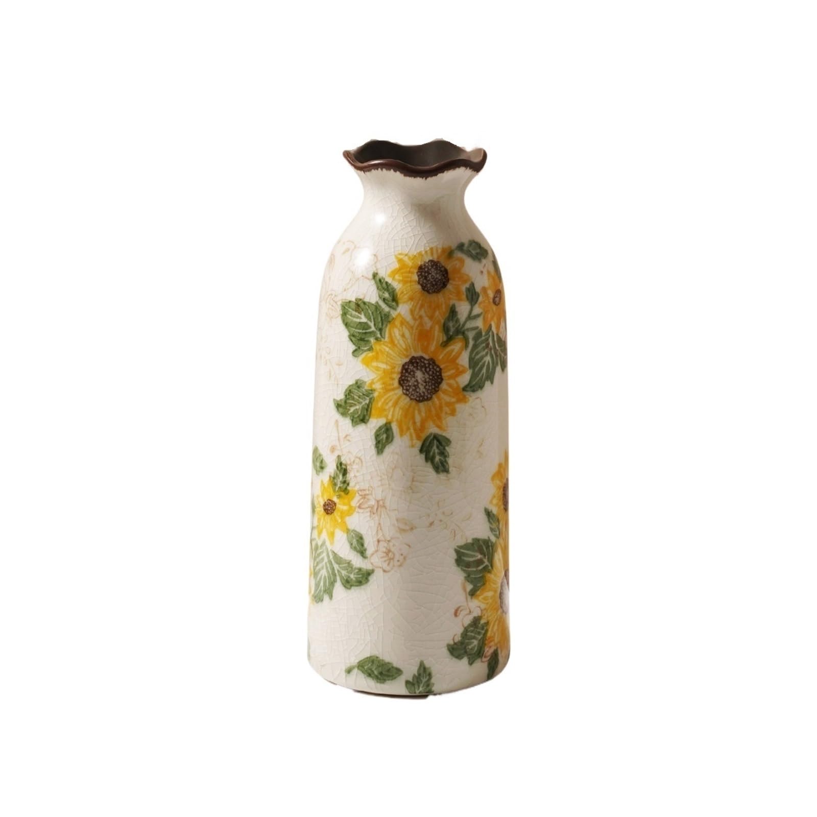 Lizhuzhuzs28 One Color Flower Vases Decorative Ceramic Sunflower Pattern Decorative Flower Vases Crackle Glaze Vase For Home Living Room, Table Centerpiece Flower Vases Decorative For Living Room(Medium)