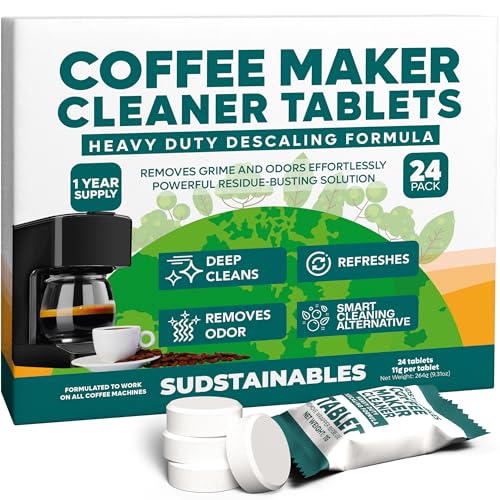Coffee Maker Cleaner Tablets – Descaling & Cleaning Solution for Coffee Makers, Pot, Espresso Machines – Compatible with Breville, Miele, Keurig, DeLonghi, Nespresso & More – Removes Stains & Oils