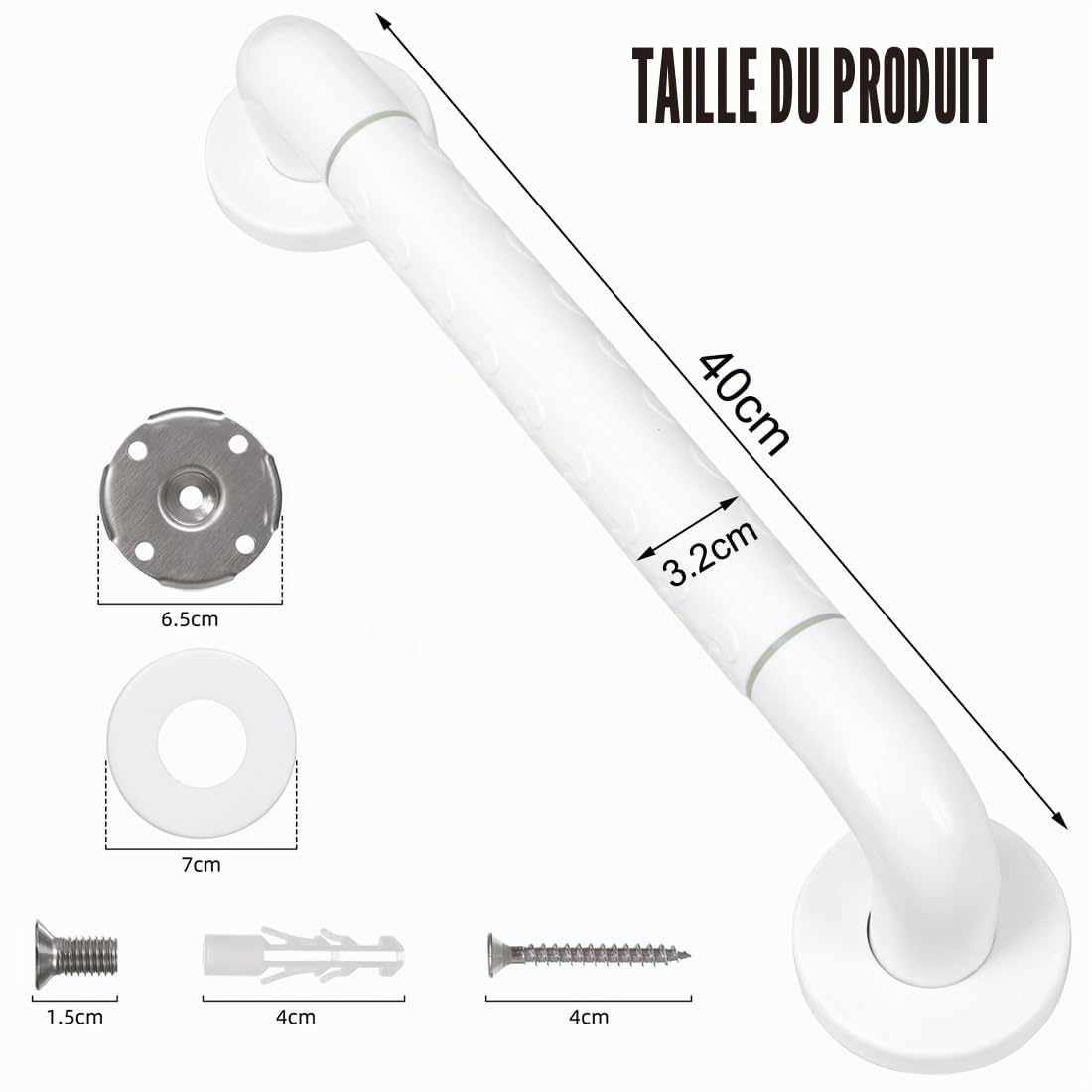Barre d'Appui de Salle de Bain Poignée Baignoire de Sécurité 40CM Barre D'appui WC Antidérapantes Porte Serviette Barre de Maintien Douche Murale