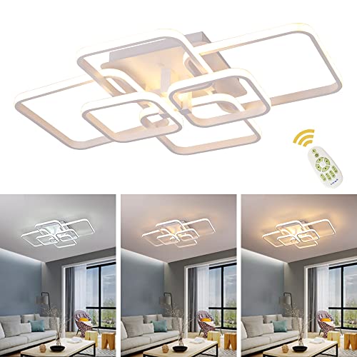 LED Plafonnier Blanc rectangle Panneau Intérieur Lampe De Plafond Salon Moderne Dimmable avec Télécommande Pour Étude Salle À Manger Chambre Hôtel Chambre De Jeunesse Éclairage Décoratif L70cm+80W Cover