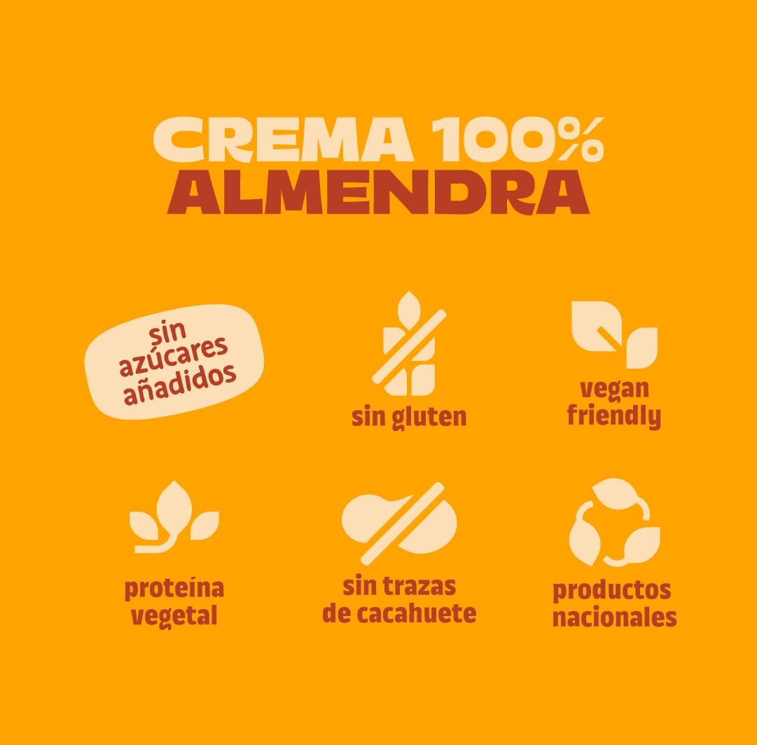 The Nut Club Crema de Almendra 180g 100% Natural, Vegana, Sin Azúcares Añadidos, Sin Gluten, Sabor Intenso y Textura Cremosa, Ideal para Untar, Desayunos, Recetas y Postres