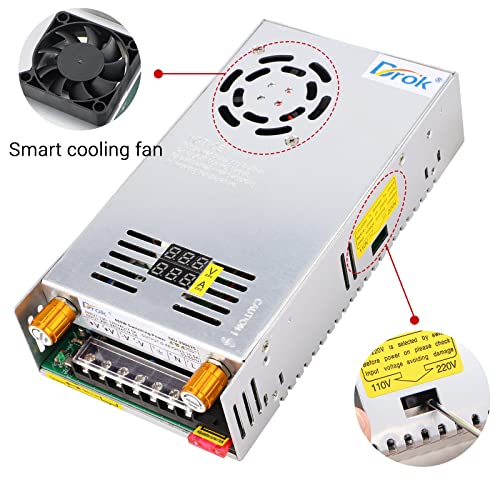 drok 48v power supply ac 110v220v to dc 0-48v 0-10a 480w buck converter volt amp adjustable adapter regulated 5v 12v 24v 30v 36v 48v volt switching voltage led transformer charger for computer