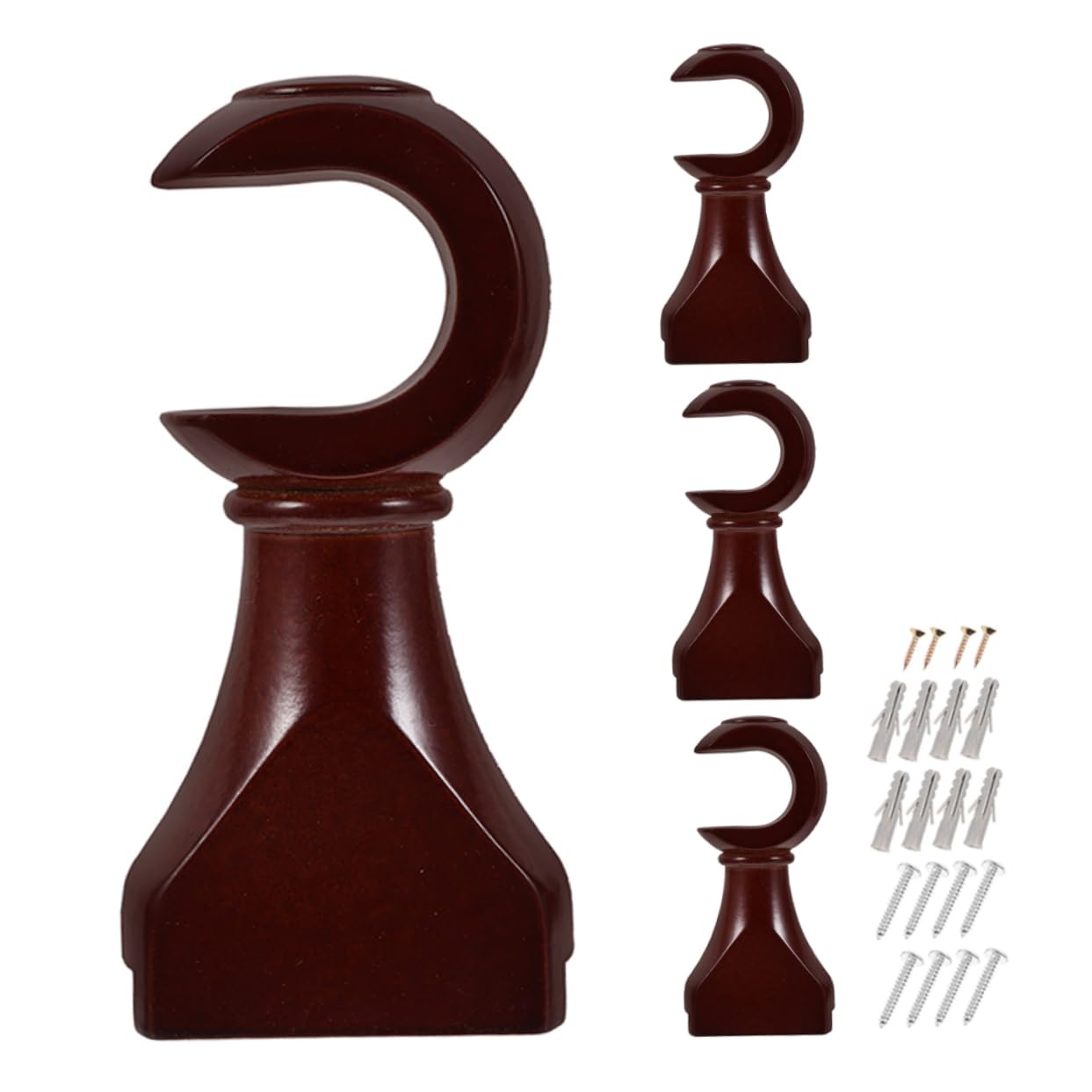 ULTECHNOVO Supporti per Asta per Tende in Legno, 4 Pezzi, Staffe da Finestra, Base Singola e Doppia, Supporto Stabile per Binari e Finestre