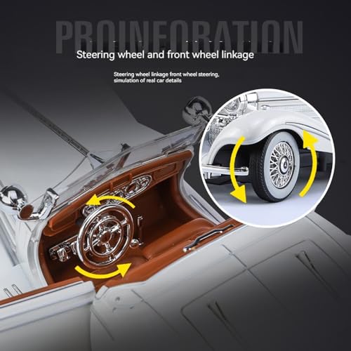 Image of 1:24 Diecast Vintage Toy Car Die Cast Metal Classic 500ki Car Light Sound Pull Back Openable Door Cars for Kids