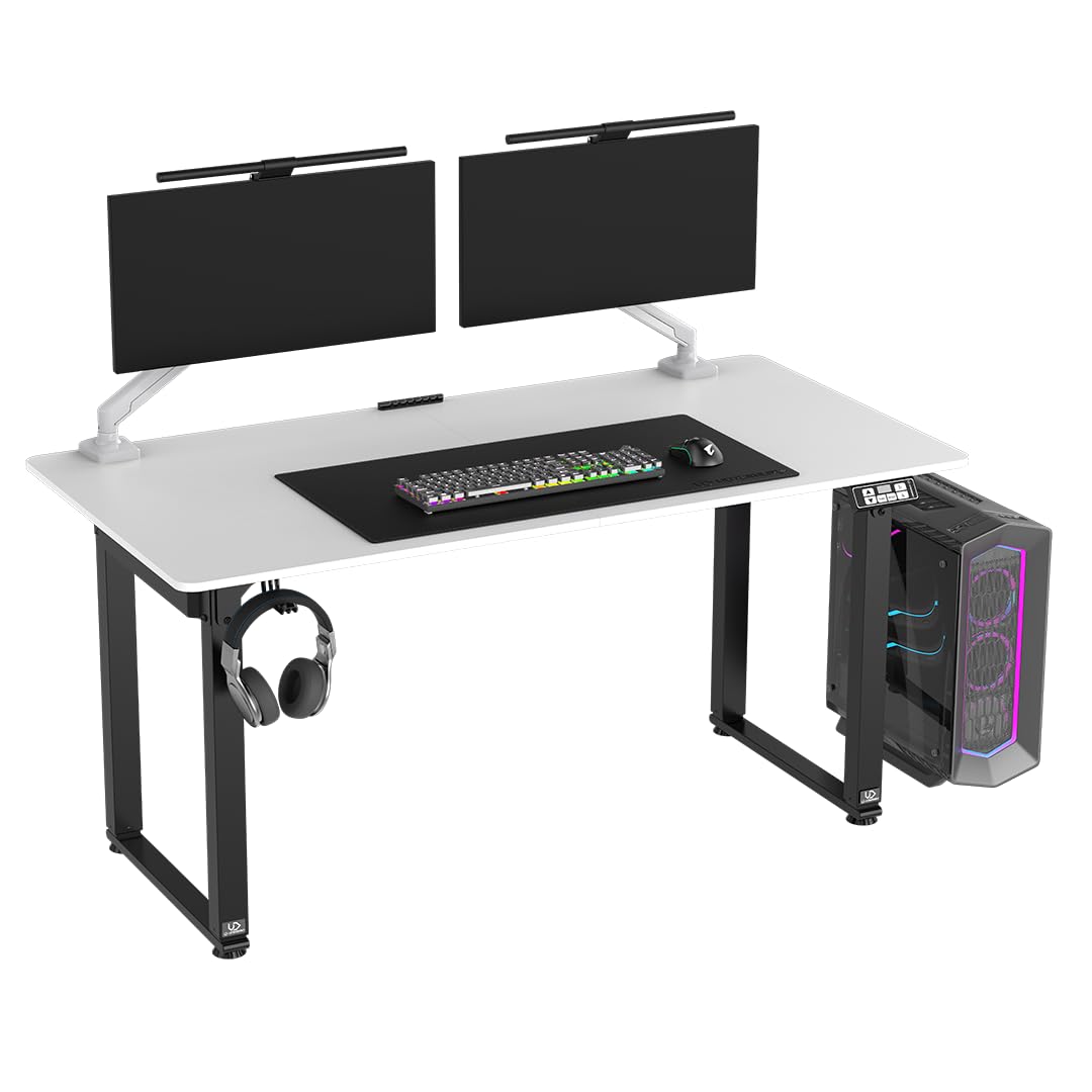 ULTRADESK Uplift V2 Computertisch Gaming Tisch Schreibtisch, Stahlkonstruktion, Platz für DREI Monitore, Elektrische Höheneinstellung, Beinfreiheit und mehr, Inklusive Zubehör, 160 x 75 cm, Weiß