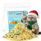 DYD Katzen Snacks gefriergetrocknet, Katzengras Hühnchen mit Eigelb - 65g, ≥45% Protein, reduziert Haarballen, gesunde Leckerlis für Katzen & Hunde