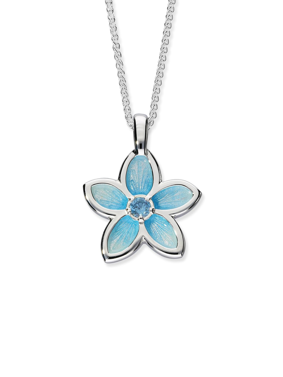 ORTAK 925 Sterling Silver Handmade Pendant Necklace | Hot Glass Hand Enamel In Spearmint Colourways | Cubic Zirconia Gemstone | High Polished | Scottish Fine Jewellery | Made In Scotland