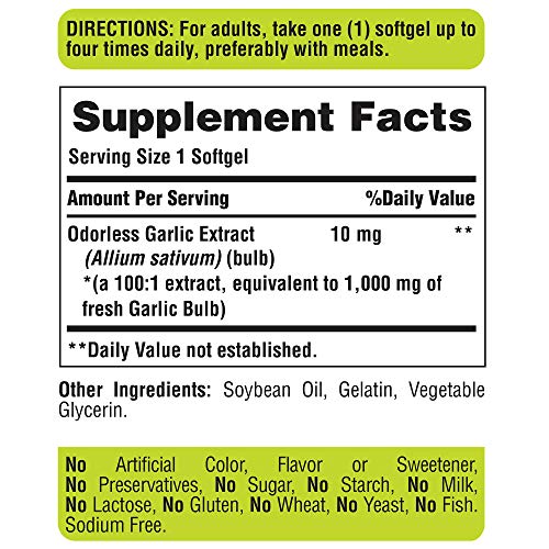 image for Puritan's Pride Premium Odorless Garlic (1000mg Equivalent), Tradition