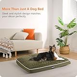 HMTOPE Orthopädisches Hundebett, Hundematte im Doppelstock-Design, Waschbar Hundekissen, Abnehmbar Hundekorb, 90 cm für Kleine bis Mittelgroße Hunde, Olivgrün