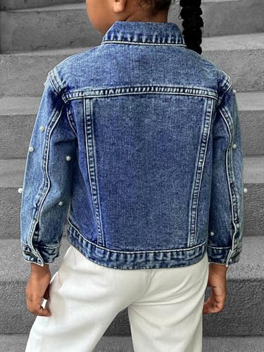 Image of WDIRARA Toddler Girl's Collared Long Sleeve Button Front Ripped Denim Shirt Jacket