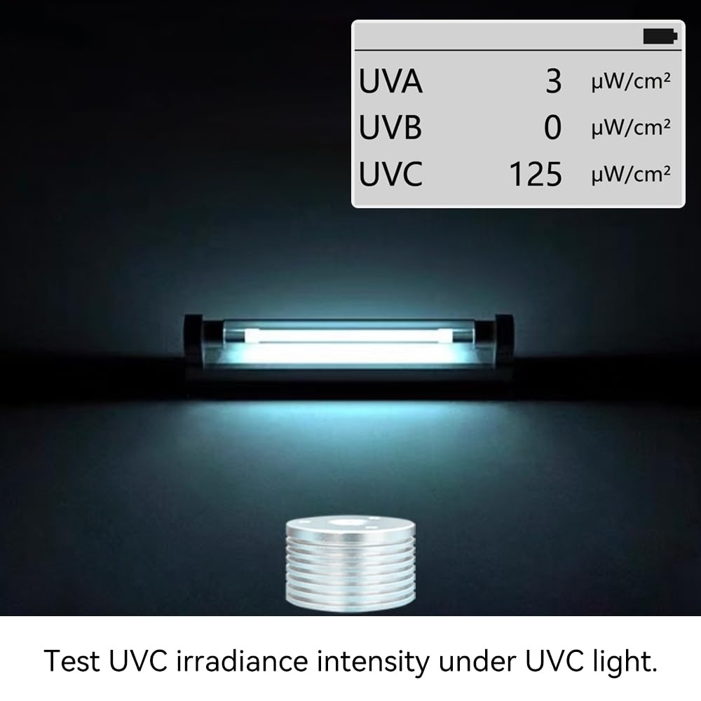 Medidor de luz AH-UVCBA, prueba el índice UV de UVB | UVC, intensidad de radiación UVC, y UVA. Registra la distribución w/m² de UVC,UVA.