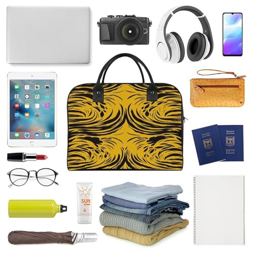 Bolso Tote amarillo mostaza y negro con cremallera y correa ajustable miniatura 5