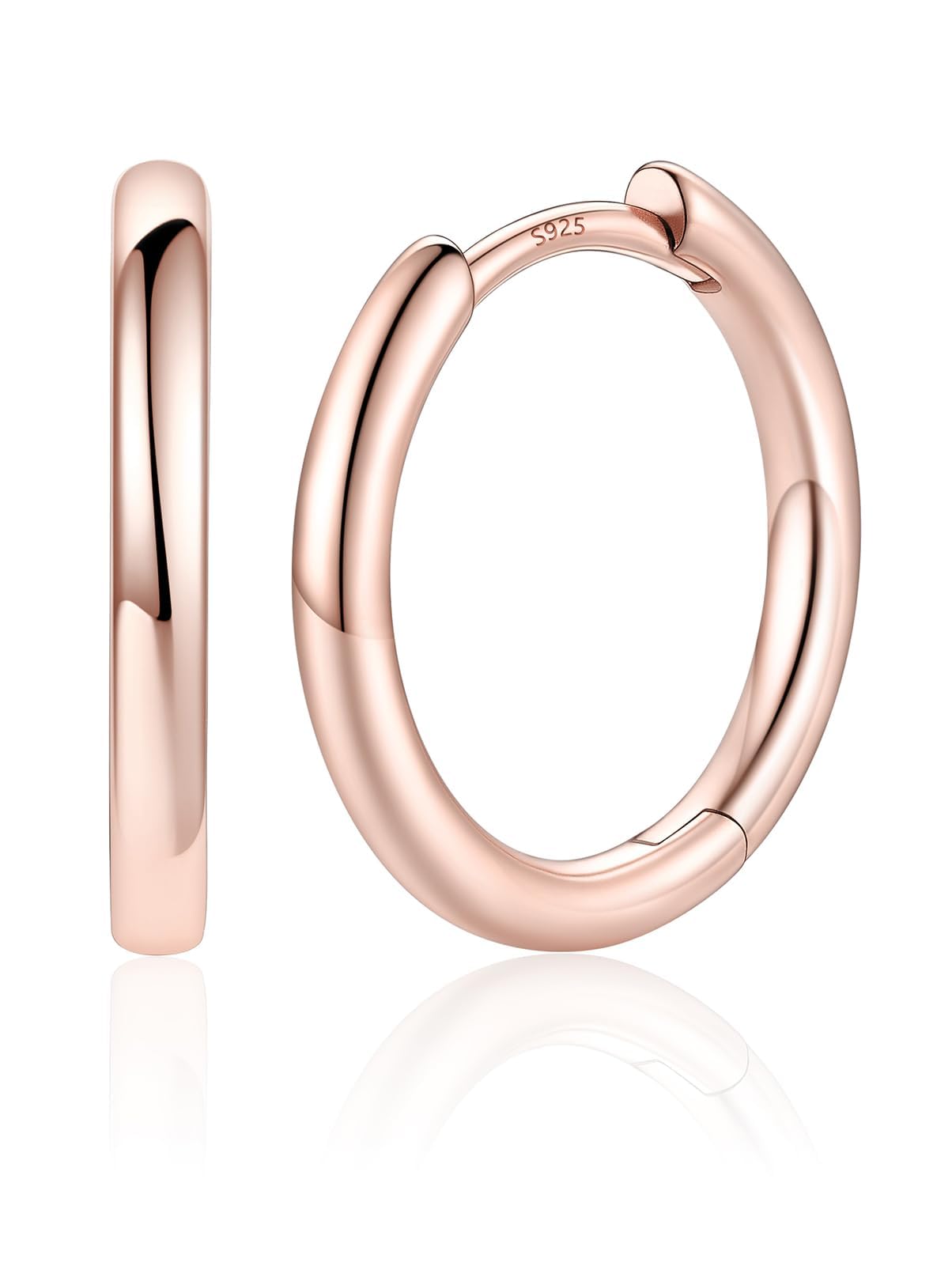Silvora 14K Gold Plated Huggie Hoop Earrings for Women, Small Sterling Silver Hoops, Hypoallergenic Cartilage Earrings for Sensitive Ears 8/10/12/14/16/18/20MM