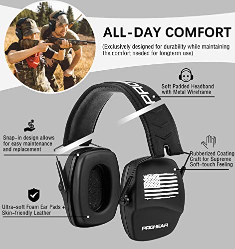 Image of PROHEAR 016 NRR 26dB Shooting Ear Protection, Slim Passive Earmuffs