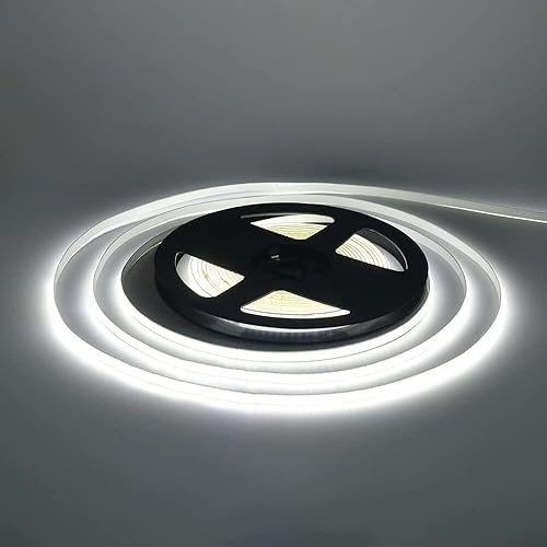 Miniatura 3 de HEGEHE Tira de luces LED COB regulables, 3m9.9ft DC5V 320LEDsm, no impermeable, flexible, tira de luces FOB, luz diurna blanca flexible con