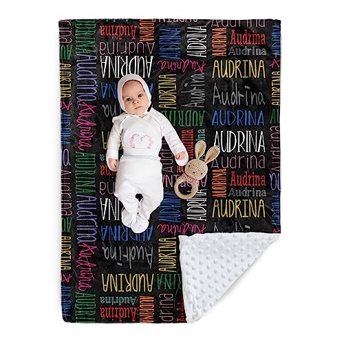 Image of Custom Baby Blanket - Personalized Names Design - Soft Plush Blanket with Double Layer Dotted Backing for Boys Girls Color23(47x60 inches)