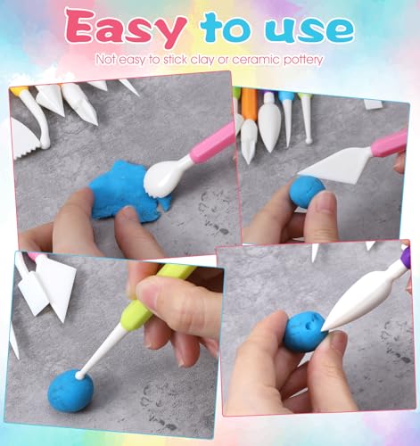 9 Pcs Air Dry Clay Sculpting Tools, Plastic Clay Shaping Tools Double-Head Polymer Modeling Pottery Tool for Pottery Cake Decoration Modeling Shaping, Ideal for Air-Clay Craft, Plastic Tool Kit - Image 6