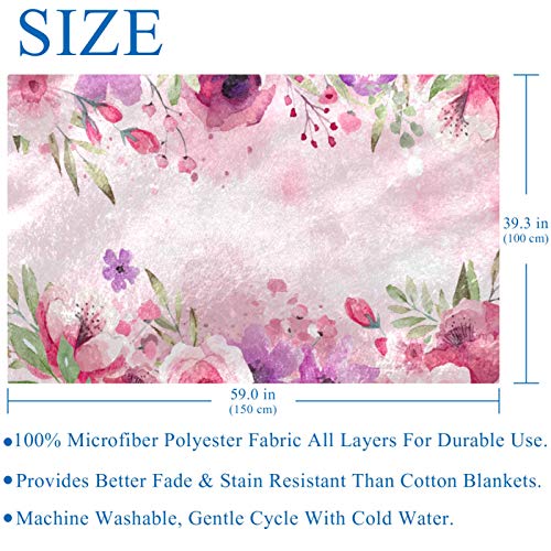 Couverture douce et chaude à fleurs roses pour lit et canapé 150x100 cm - 6
