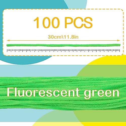 Image of 100 PCS Pipe Cleaner Craft Light Green Pipe Cleaners Bulk, Chenille Stem | Fuzzy Sticks Pipe Cleaner for Crafts Festival Home Decorations