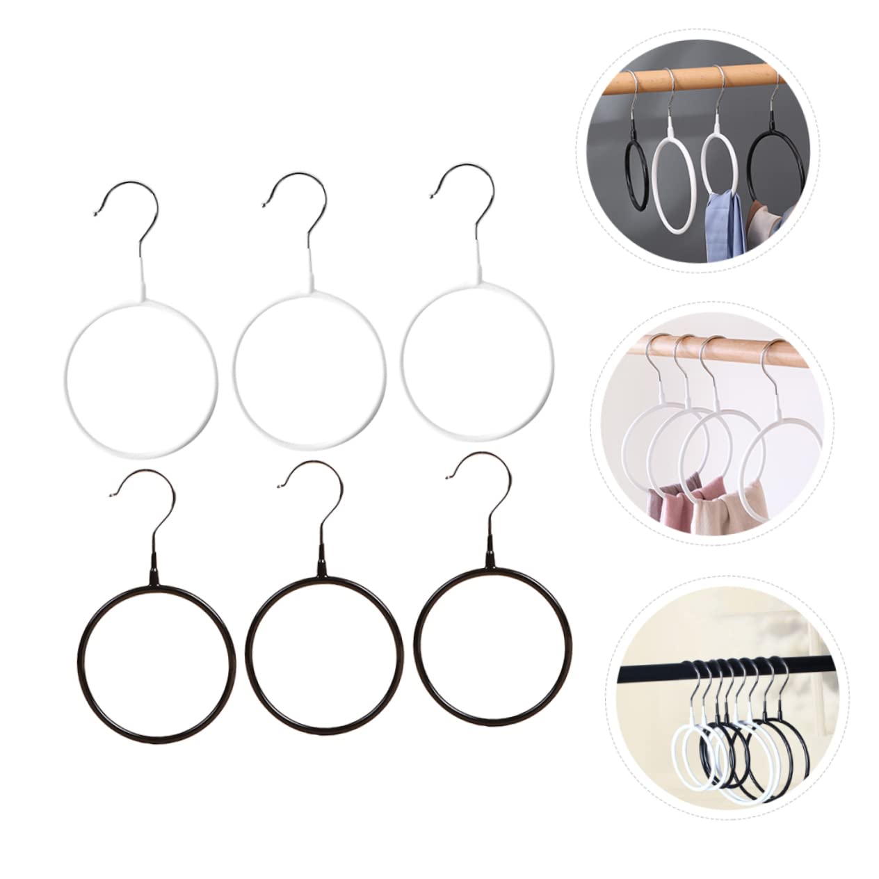 STOBAZA 6pcs Scarf Hanger Belt Ring Plastic Storage Rack for Scarves Ties Belts Organizing Hangers for Wardrobe
