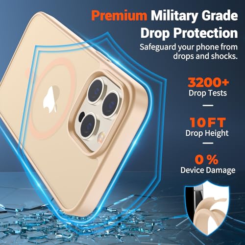 Image of SUPFINE Magnetic for iPhone 13 Pro Case (Compatible with MagSafe) (Military Grade Drop Protection) Slim Translucent Matte Shockproof with Anti-Fingerprint Phone Case,Sand Pink