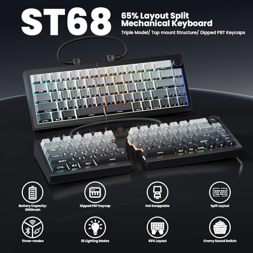 Teclado Mecánico ST68 65% Inalámbrico Bluetooth USB-C miniatura 2