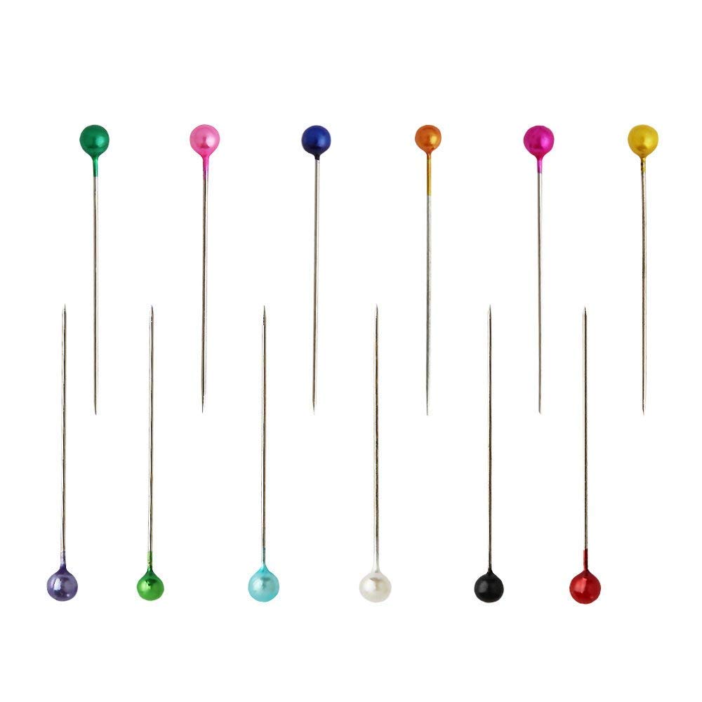 DIY Crafts Pack of 1, 10 Colors, 1200 Pieces Sewing Pins 38mm Glass Ball Head Pins for Dressmaking Jewelry Components Flower Decoration (Pack of 1, 10 Colors)