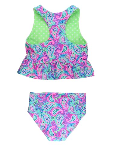 Image of RuffleButts Baby /Toddler Girls UPF50+ Sun Protected Reversible Peplum 2 Piece Sleeveless Tankini