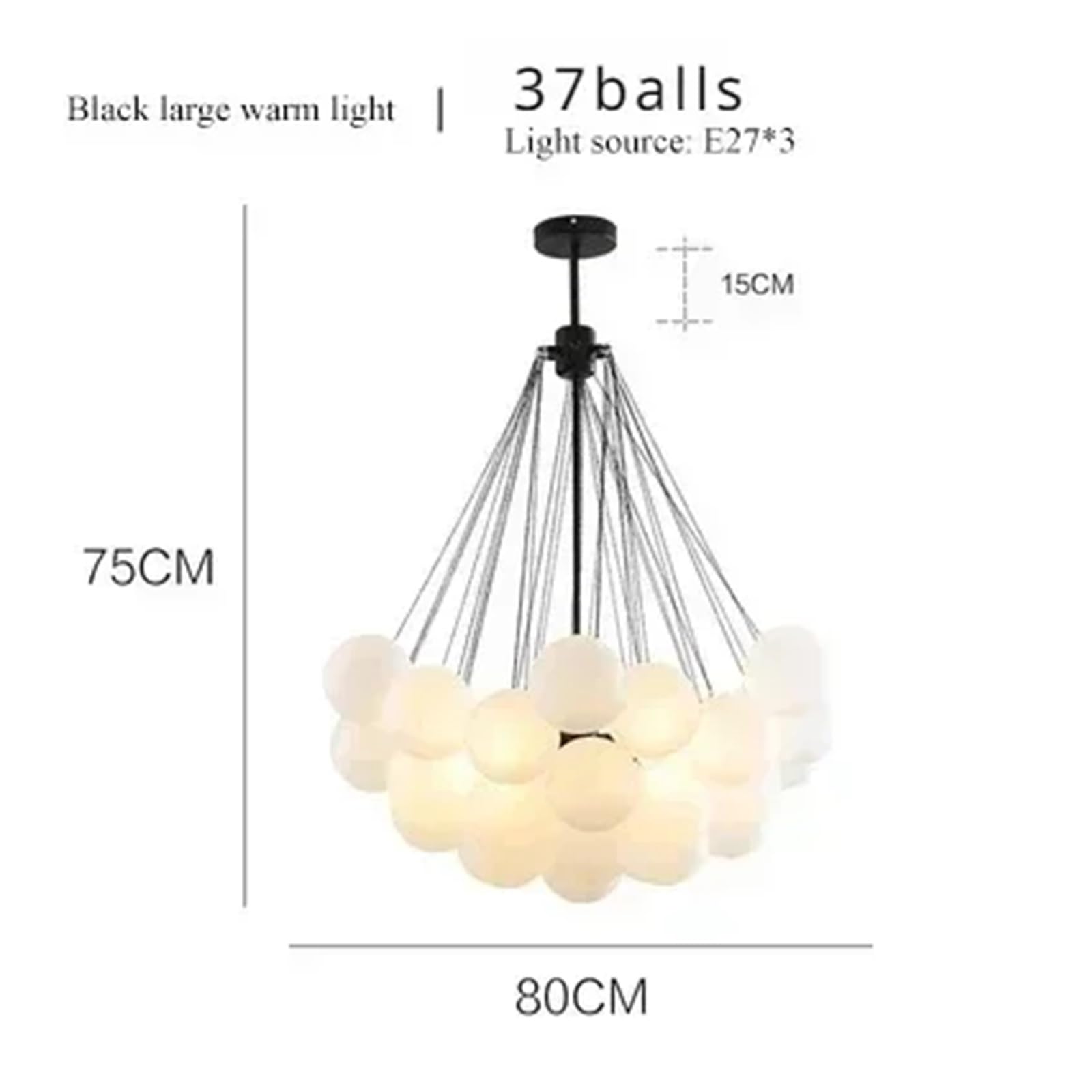 Lampada a sospensione, Bolla di vetro semplice nordica for tavolo da pranzo soggiorno Decorazione della stanza Lampada a sospensione a soffitto a LED in oro nero(Chrome 25 glasses,Warm)