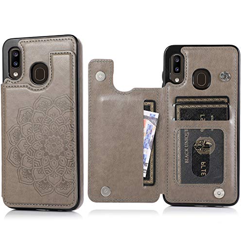 Acxlife Galaxy A20 Case A30 Case A20 Card Credit Holder Wallet Protective Cover with Card Slot and Slim Leather Case for Samsung A20/A30 (Gray)