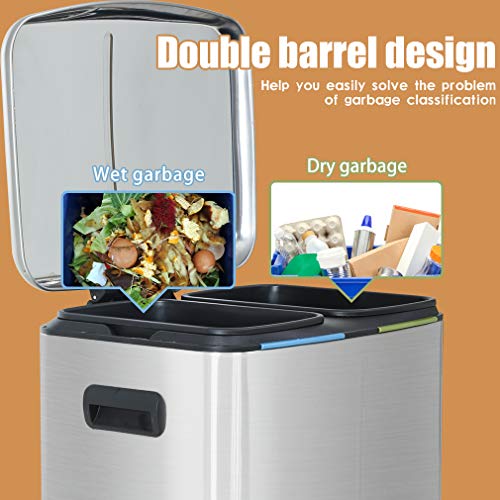Caneca de basura ovalada acero inoxidable 40L miniatura 6