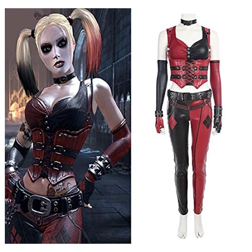 Rubyonly El Traje Cosplay Knight Batman Arkham Harley Quinn Mujeres de Halloween para Las Mujeres,Fullsetnoshoes,XXXL