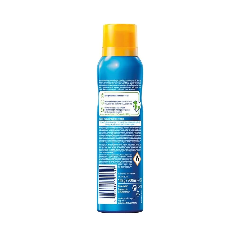 NIVEA SUN Balsam do Opalania w Aerozolu Protect & Dry Touch SPF50 200ml