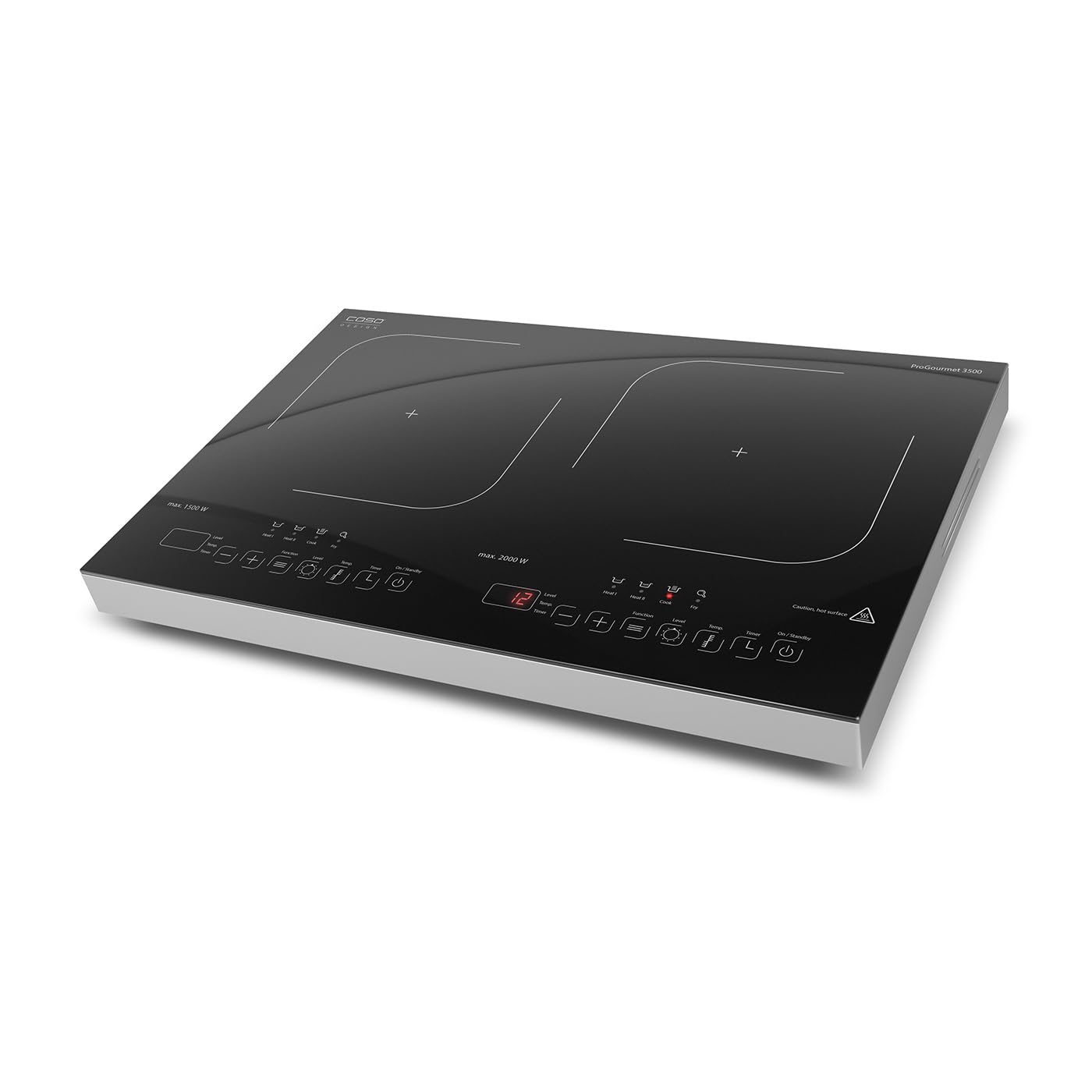 CASO Pro Gourmet 3500 - Mobiles Doppel- Induktionskochfeld, Testsieger Haus & Garten Test, max. 3500 Watt, 60-240°C, 12 Leistungsstufen, für Topfgrößen bis 22cm