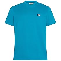 Calvin Klein Uomo T-Shirt Maniche Corte Badge Jersey Classic Tee in Cotone, Blu (Deep Tropical Teal), L