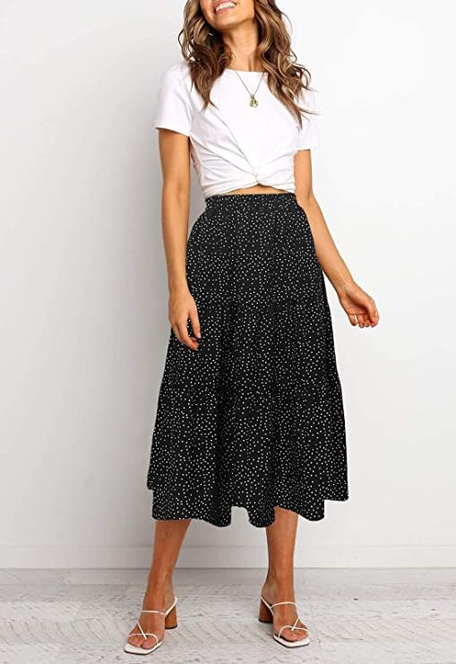 MEROKEETY Women's Boho Leopard Print Skirt Pleated A-Line Swing Midi Skirts - Image 6